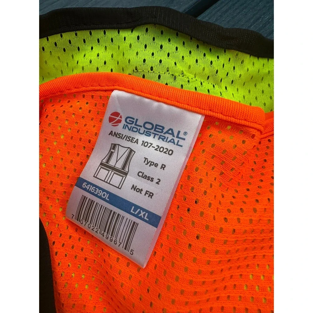 Lot of 4 NEW Global Industrial High Visibility Safety Vests ANSI Class 2 L/XL